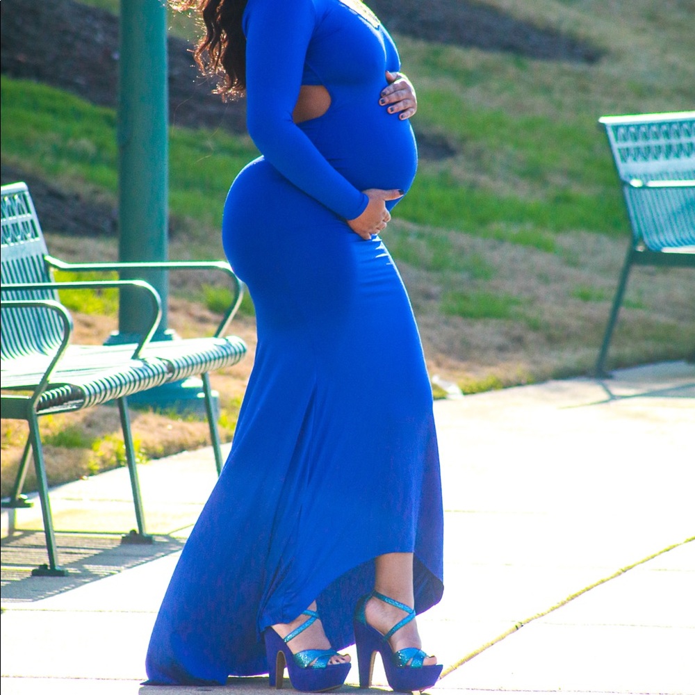 Cobalt Blue Low Swoop Maxi Dress